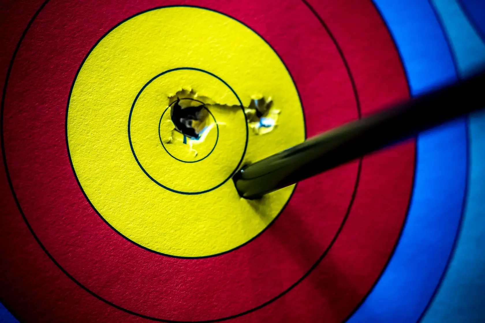 An arrow in an indoor target